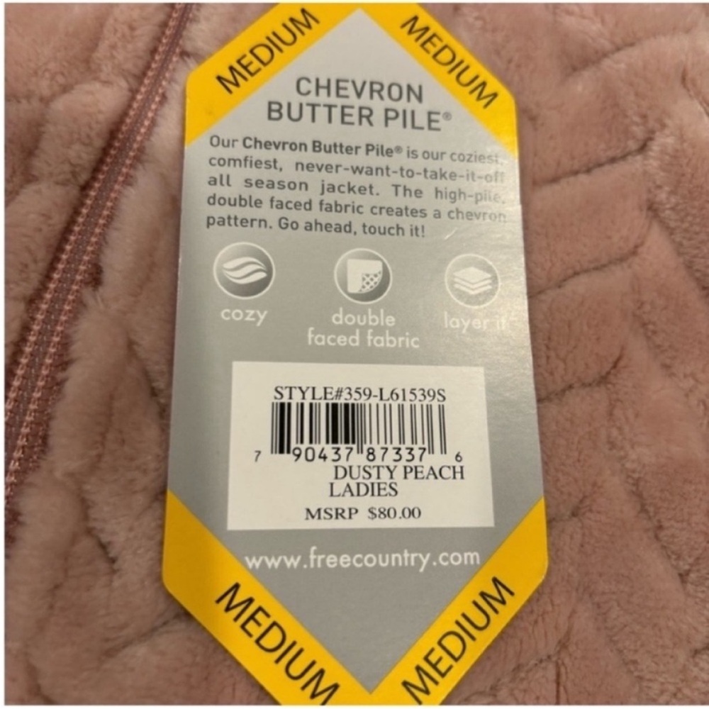 Free Country NEW Chevron Butter Pike Zip Front Jacket Dusty Peach Womens Medium - Picture 10 of 10
